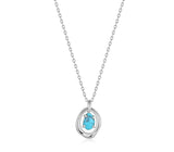 Silver Turquoise Wave Circle Pendant Necklace