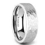 MARTEL White Tungsten Ring with Hammered Finish