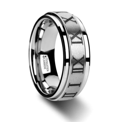 IMPERIUS Spinner Tungsten Ring with Roman Numeral