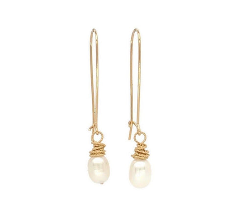 Pearl Gold Wrapped Earrings