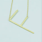 Silver or Gold Large Sideways Initial Necklace - F