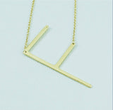 Silver or Gold Large Sideways Initial Necklace - F