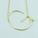 Silver or Gold Large Sideways Initial Necklace - G