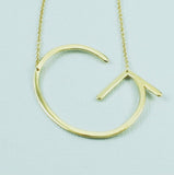 Gold Large Sideways Initial Necklace - A to Z