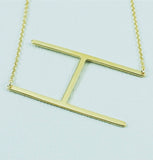 Gold Large Sideways Initial Necklace - A to Z