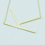Silver or Gold Large Sideways Initial Necklace - K