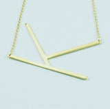 Silver or Gold Large Sideways Initial Necklace - K
