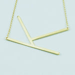 Gold Large Sideways Initial Necklace - A to Z