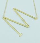 Gold Large Sideways Initial Necklace - A to Z