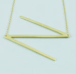 Gold Large Sideways Initial Necklace - A to Z