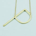 Gold Large Sideways Initial Necklace - A to Z