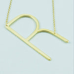 Silver or Gold Large Sideways Initial Necklace - R