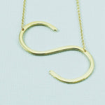 Gold Large Sideways Initial Necklace - A to Z