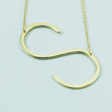Silver or Gold Large Sideways Initial Necklace - S