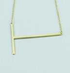 Gold Large Sideways Initial Necklace - A to Z