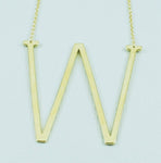 Silver or Gold Large Sideways Initial Necklace - W