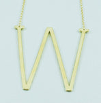 Gold Large Sideways Initial Necklace - A to Z