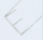 Silver Large Sideways Initial Necklaces - A to Z