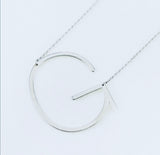 Silver or Gold Large Sideways Initial Necklace - G