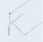 Silver Large Sideways Initial Necklaces - A to Z