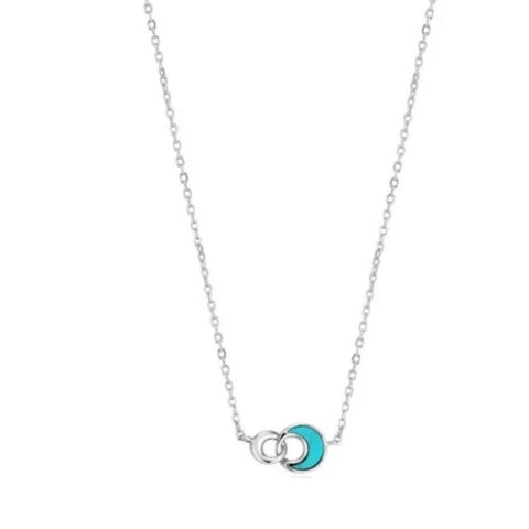 Tidal Turquoise Crescent Link Necklace