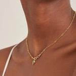 Teal Sparkle Drop Pendant Chain Necklace