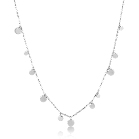 Minimal just got a new meaning. This best selling silver chain necklace with small circle detailing is the divine addition to your layering look. This Necklace is in the Geometry Collection.   • Material: rhodium plated on sterling silver • Necklace length: 16.50 inches with 2 inch extender • Weight: 2.9g