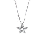 .10 carat Diamond Star Pendant set in 14 karat White Gold. Diamond grade SI1-H. Pendant is on 14 karat White Gold 18 inch chain.