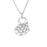 .08 carat Diamond Heart Pendant set in 14 karat white gold. Diamond grade is I1-H. Pendant is on 14 karat white gold 18 inch chain.