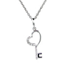 .10 carat Diamond Heart Key Necklace set in 14 karat White Gold. Diamond grade I1-H. Pendant is on 14 karat white gold 18 inch chain.