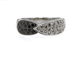 Black and White Diamond ring set in 14 karat White Gold. Ring Size 7.00.