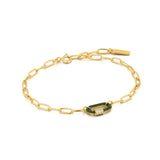 Forest Green Enamel Carabiner Gold Reversible Bracelet