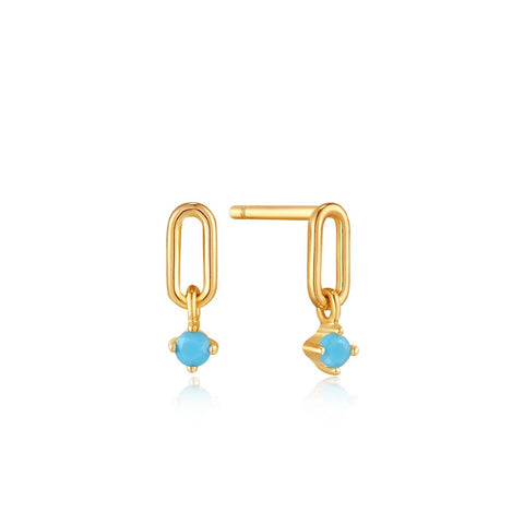 Turquoise Link Stud Earrings